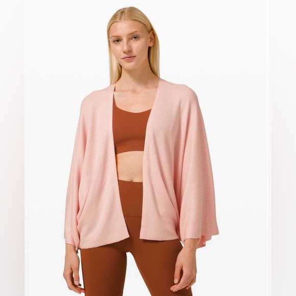 lululemon athletica Sweaters - Lululemon Cashlu Knit Textured Wrap Pink Mist Size XS S
